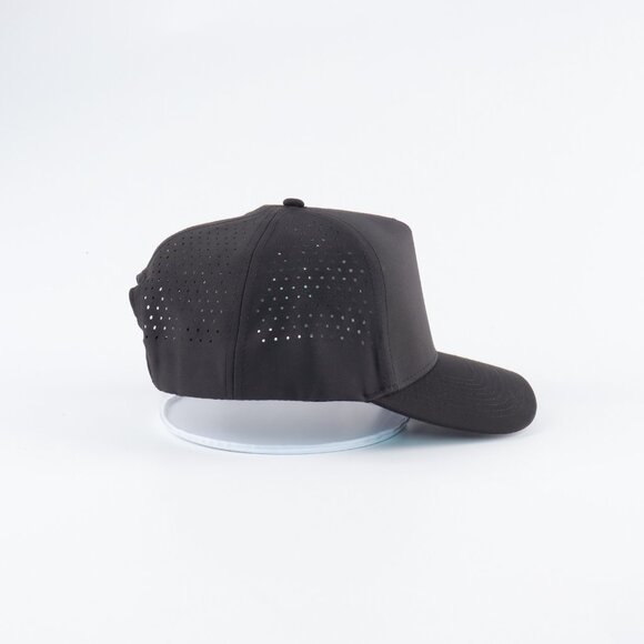 Blank 5 Panel Performance Structured Hats- 12 pack in Color Black - Picture 2 of 8